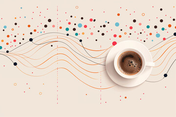 A playful 2D scatter plot charting the correlation between coffee consumption and productivity, with custom icons for data points