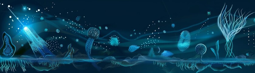 Scientific diagram explaining the evolution of bioluminescence in nature no dust - obrazy, fototapety, plakaty