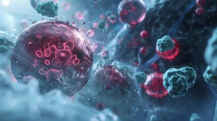 Nanoparticles targeting cancer cells, visual concept of targeted drug delivery in medical treatment hyper realistic
