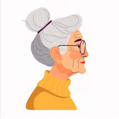 Obraz premium illustration of a old lady, old woman isolated on white background, isolated flat vector modern senior illustration