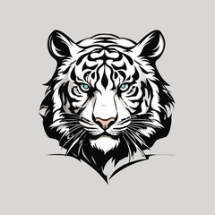 Elegant White Tiger Portrait Vector