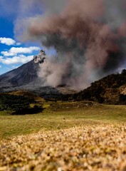 Plume of smoke billows from the active and destructive volcano at Batangan