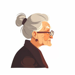 Obraz premium illustration of a old lady, old woman isolated on white background, isolated flat vector modern senior illustration