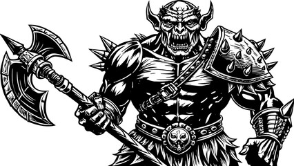 Fototapeta premium warrior holding a large axe