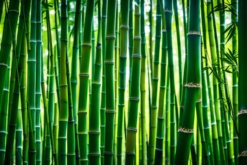 Obraz premium An up close view of a vibrant, verdant bamboo grove