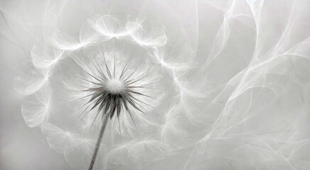 Dmuchawiec fraktal. Biały kwiat