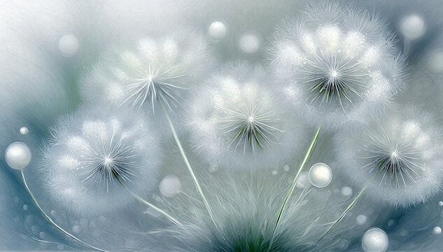 Dmuchawce, abstrakcyjne kwiaty fraktale