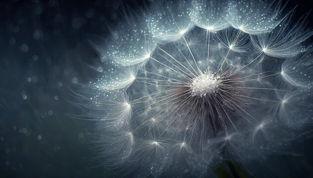 Fototapeta Dmuchawiec, Abstrakcyjny kwiat w kroplach rosy