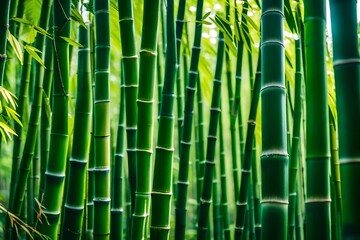 Fototapeta premium An up close view of a vibrant, verdant bamboo grove