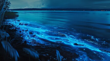 Artistic interpretation of bioluminescent phenomena, combining science with art to depict the beauty of natural light low noise