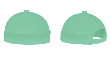 Green brim cap. vector illustration