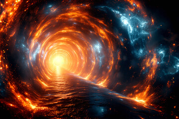 Cosmic gateway digital time quantum tunnel is space gateway for travel in space AI Generative