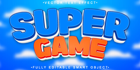 Cartoon Super Game Vector Fully Editable Smart Object Text Effect