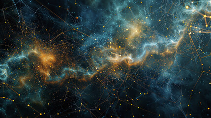 Celestial constellations of interconnected nodes illuminating the darkness of the digital realm.