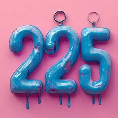 Foto op Aluminium **"2025" texted on a flate CANDY color background © adobe