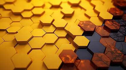 Hexagonal, honeycomb abstract 3D background