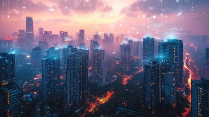 Fototapeta premium Cities filled with PM 2.5