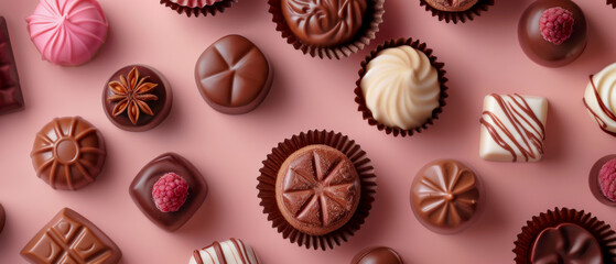 A close up of many different types of chocolates in various shapes and sizes - Powered by Adobe