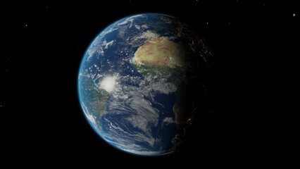3D Illustration of planet earth floating in space beautiful scene