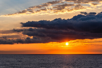 Sunrise over Mediterranean Sea, Barcelona, Spain, Europe - 771544410