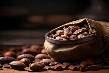 Roasted Coffee Beans on Aesthetic Scenery Background. Generated AI