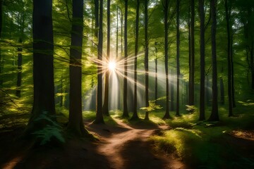 Fototapeta premium sun rays in the forest