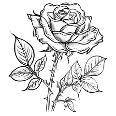 hand drawn rose coloring book, coloring page