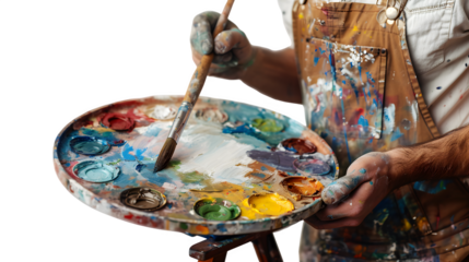 Colorful artist's palette isolated on transparent background, PNG, Ai