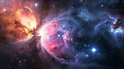 Obraz premium A vibrant and detailed image of a galactic core, showcasing the colorful beauty of a nebula's gas and dust clouds.