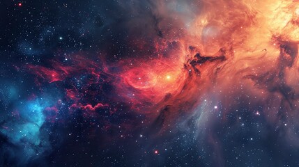 A vibrant and detailed image of a galactic core, showcasing the colorful beauty of a nebula's gas and dust clouds. - obrazy, fototapety, plakaty