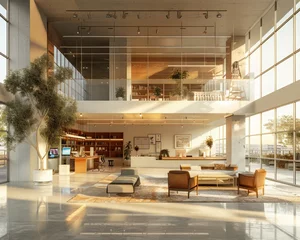 Foto op Aluminium Bright and Airy Commercial Office Lobby modern office space © ChomStyle