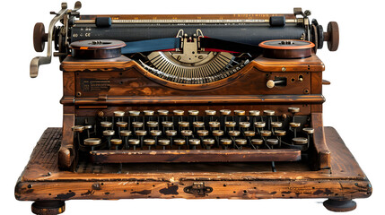 Vintage typewriter isolated on transparent background, PNG, Ai.