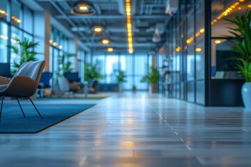 Fototapeta premium Blurred background of empty modern office space