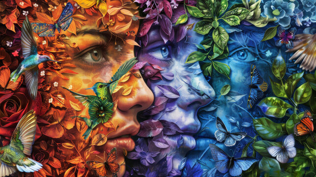 A beautiful, colorful, and detailed photorealistic image is captured in this digital artwork.