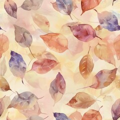 Watercolor illustration of colorful autumn leaves, seamless pattern