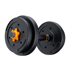 3D Round Black and Orange Dumbbells: Transparent Background