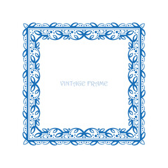 Vintage square frame with romantic floral ornament. Filigree geometric design elements and ornamental page decoration