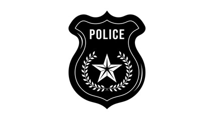 Police badge , black isolated silhouette