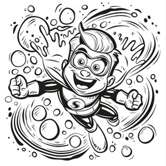 Coloring page black and white background kids 5 years