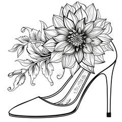 Coloring page black and white shoes