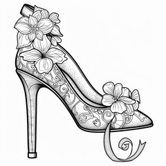 Coloring page shoes and flowers