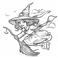 coloring page illustration of a person in a hat