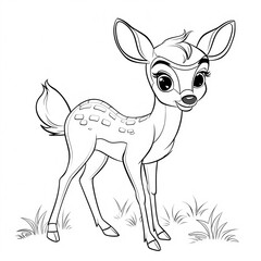 coloring page deer with a bow