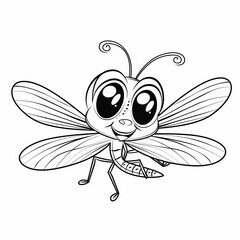 coloring page dragonfly on white background