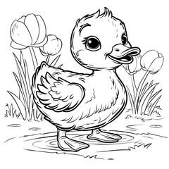 coloring page duck and ducklings