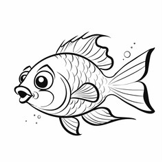 coloring page, Coloring Book  fish on a black background