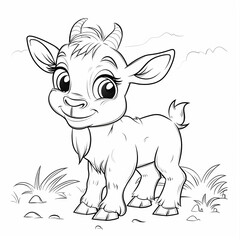 goat coloring page, Coloring Book cartoon