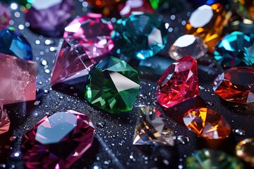 Jewel on white shine color, Collection of many different natural gemstones amethyst, lapis lazuli, rose quartz, citrine, ruby, amazonite, moonstone, labradorite, chalcedony, blue topaz	

