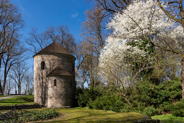 Fototapeta na wymiar Rotunda of St. Nicholas and St. Wenceslas on Castle Hill in Cieszyn in spring