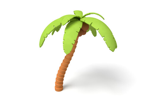 Curvy 3D cartoon palm tree with green leaves